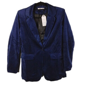 Kenoce Blue Velvet One Notched Collar Single Breasted Long Sleeve Blazer NWT